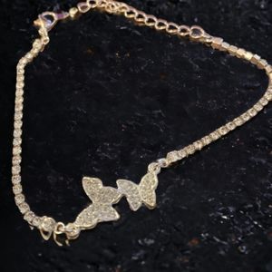 Bracelet - Double Rhinestone Butterflies
